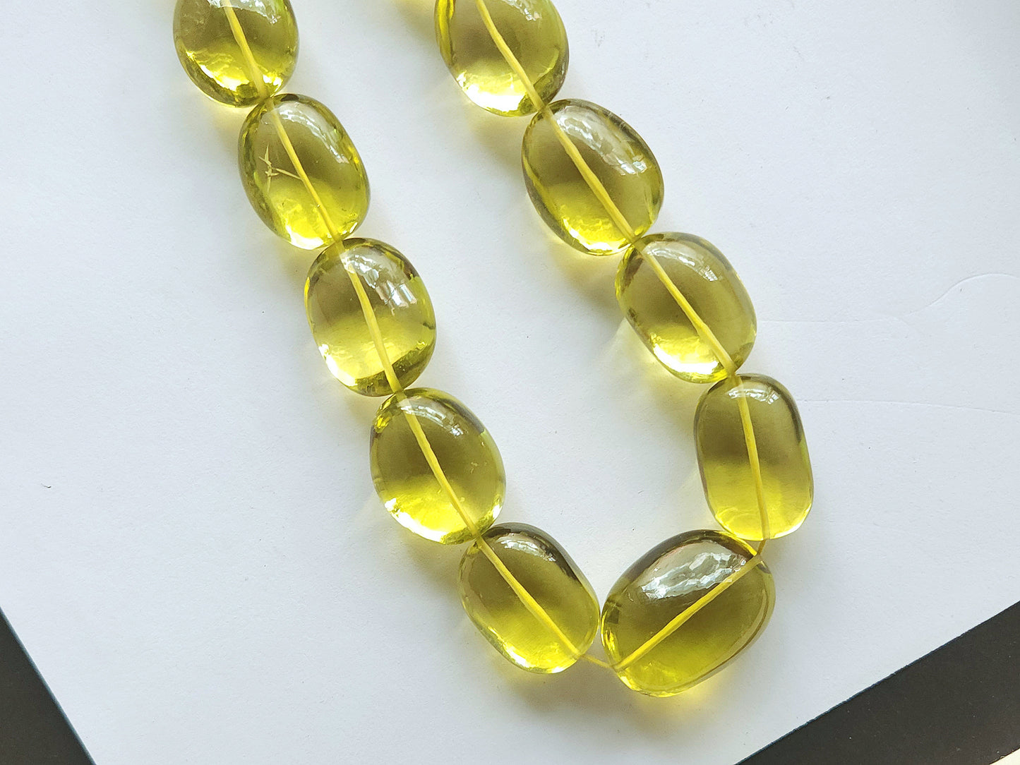 Natural Lemon Green Gold Gemstone Smooth Tumble Shape Beads