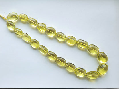 Natural Lemon Green Gold Gemstone Smooth Tumble Shape Beads