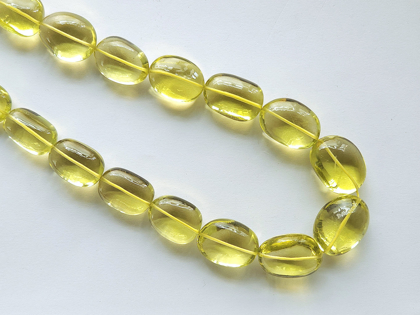 Natural Lemon Green Gold Gemstone Smooth Tumble Shape Beads