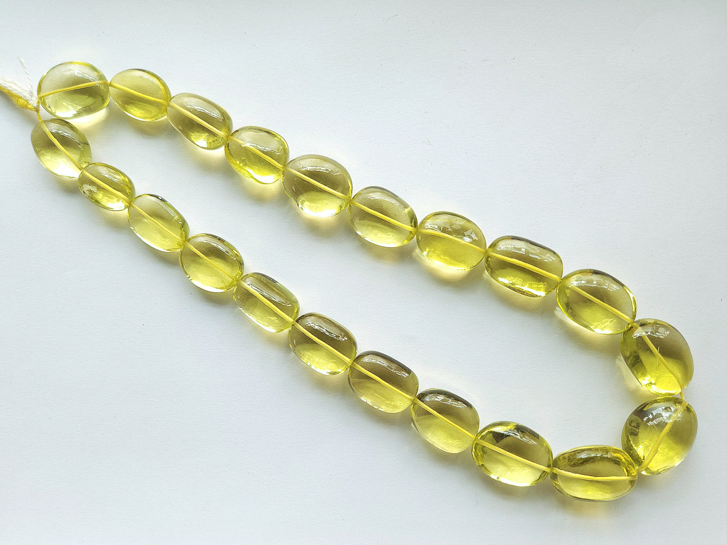 Natural Lemon Green Gold Gemstone Smooth Tumble Shape Beads