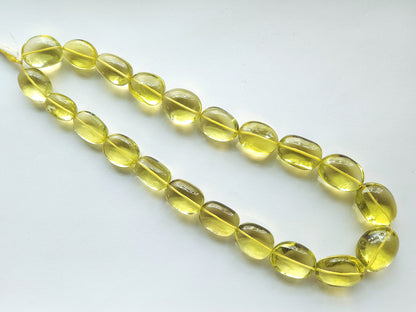 Natural Lemon Green Gold Gemstone Smooth Tumble Shape Beads