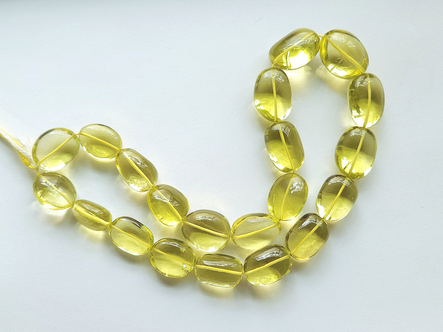Natural Lemon Green Gold Gemstone Smooth Tumble Shape Beads