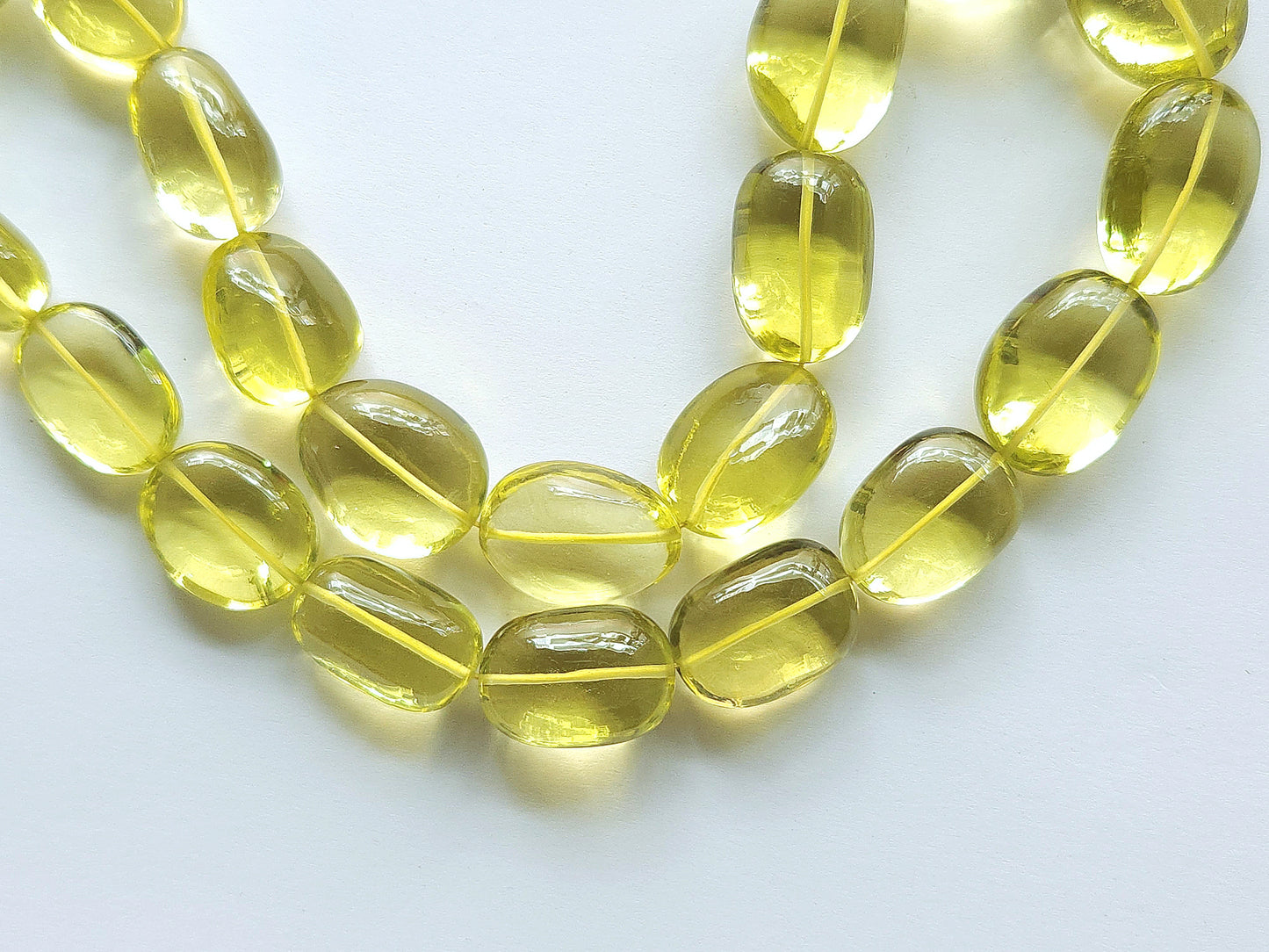 Natural Lemon Green Gold Gemstone Smooth Tumble Shape Beads