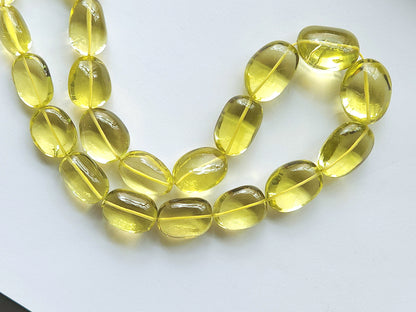 Natural Lemon Green Gold Gemstone Smooth Tumble Shape Beads