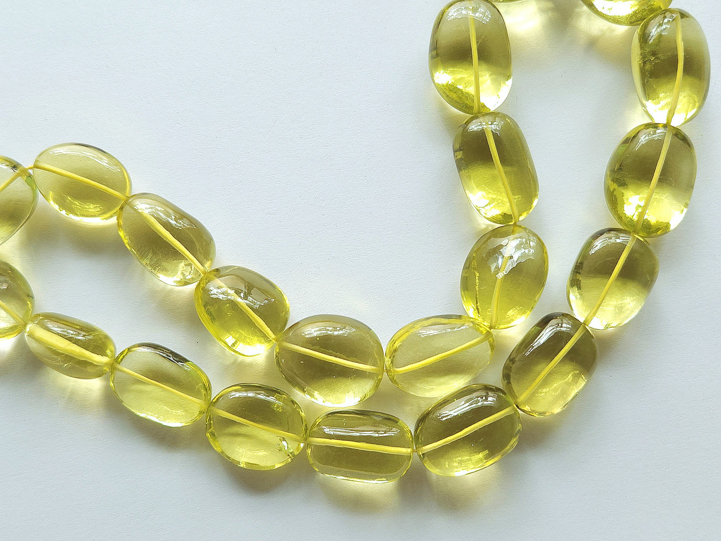 Natural Lemon Green Gold Gemstone Smooth Tumble Shape Beads