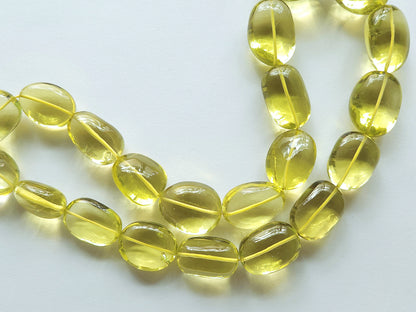 Natural Lemon Green Gold Gemstone Smooth Tumble Shape Beads