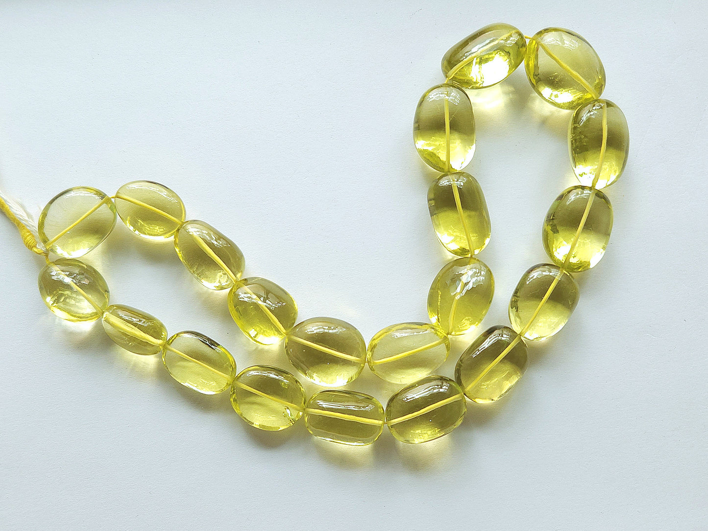 Natural Lemon Green Gold Gemstone Smooth Tumble Shape Beads