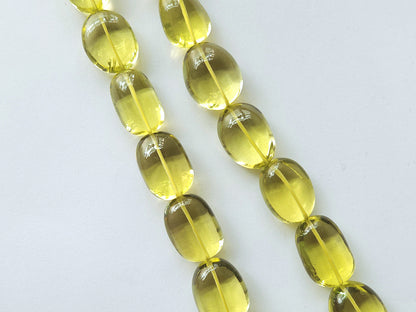 Natural Lemon Green Gold Gemstone Smooth Tumble Shape Beads