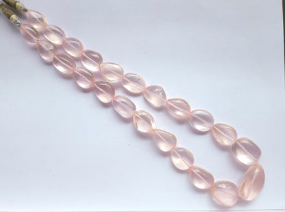 Natural Rose Quartz Gemstone Smooth Tumble Shape Beads