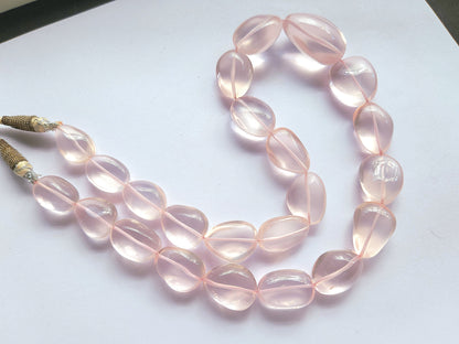 Natural Rose Quartz Gemstone Smooth Tumble Shape Beads