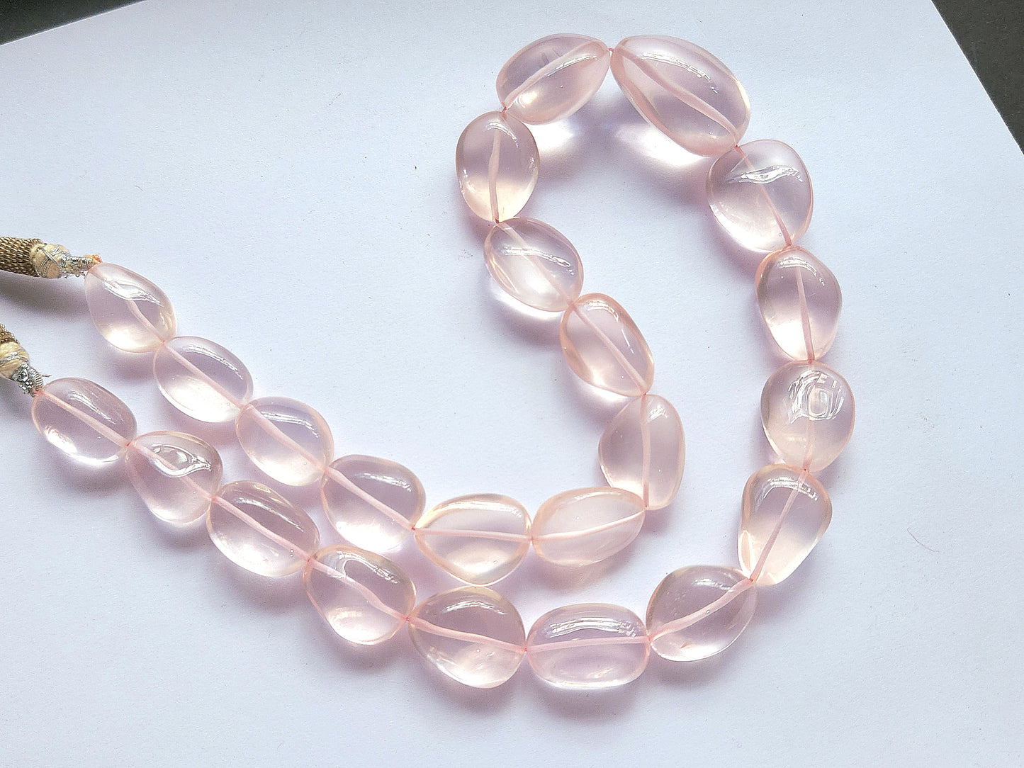 Natural Rose Quartz Gemstone Smooth Tumble Shape Beads