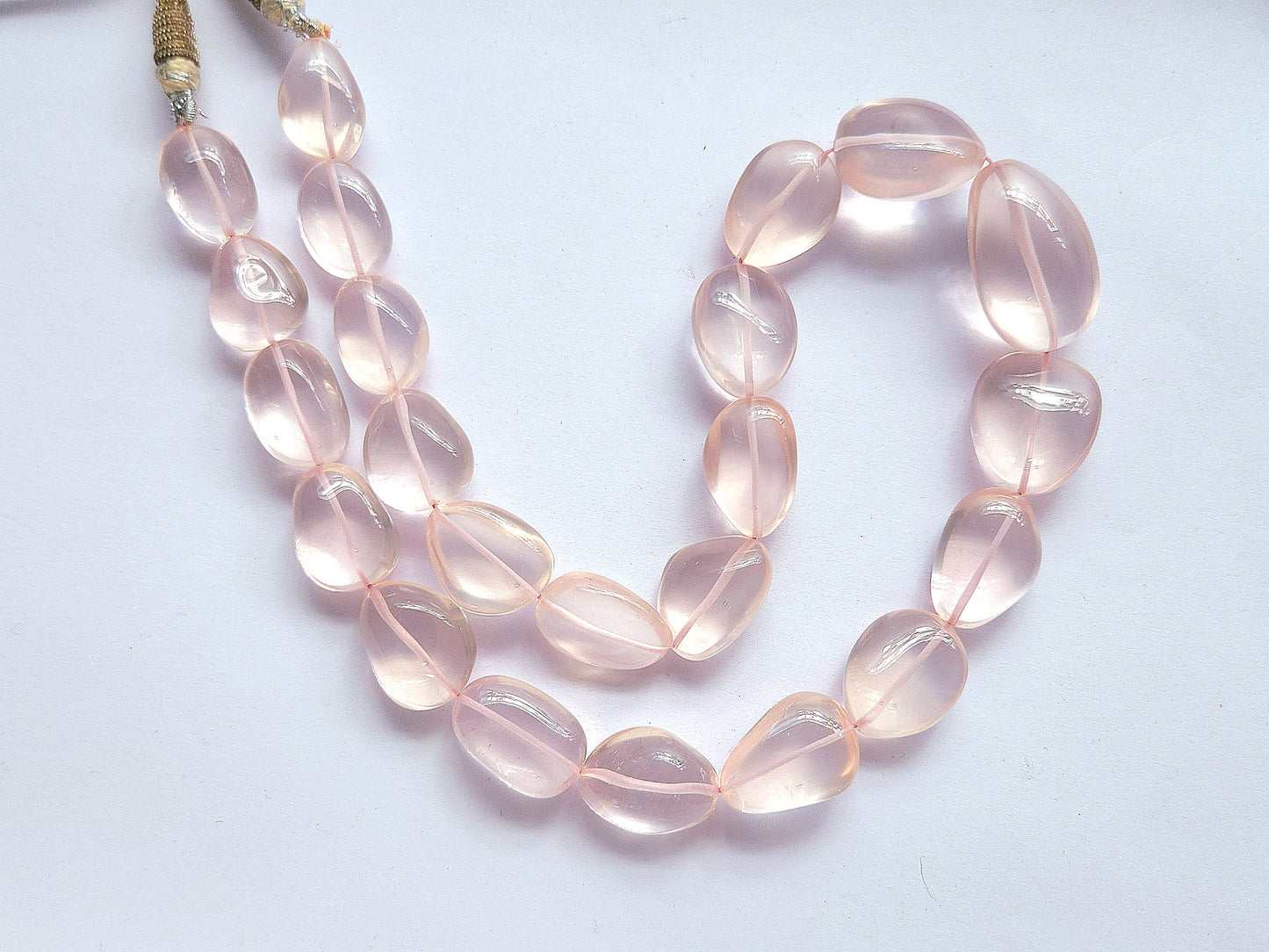Natural Rose Quartz Gemstone Smooth Tumble Shape Beads