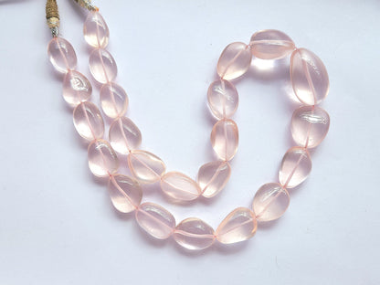 Natural Rose Quartz Gemstone Smooth Tumble Shape Beads