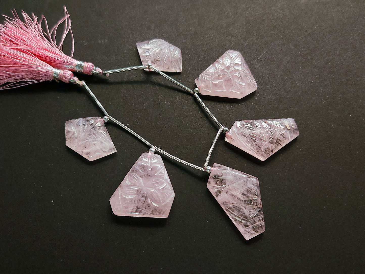 Natural Morganite Carved Fancy Uneven Shaped Matching Pairs