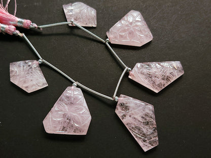Natural Morganite Carved Fancy Uneven Shaped Matching Pairs