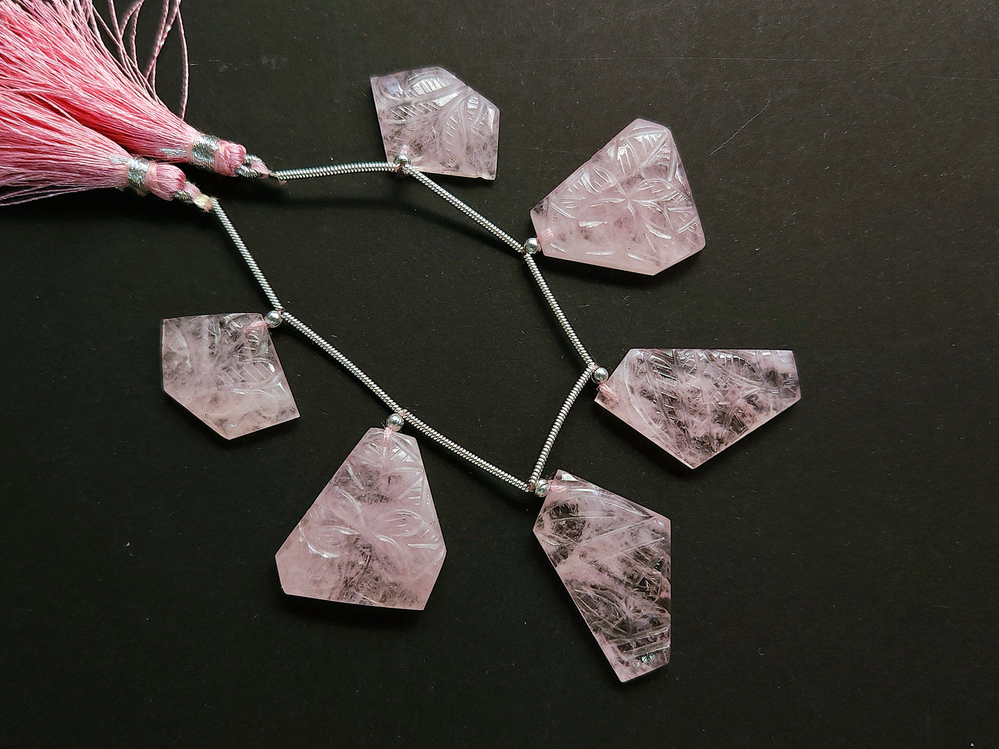 Natural Morganite Carved Fancy Uneven Shaped Matching Pairs