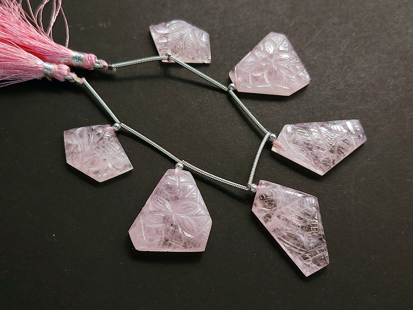 Natural Morganite Carved Fancy Uneven Shaped Matching Pairs
