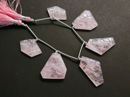 Natural Morganite Carved Fancy Uneven Shaped Matching Pairs
