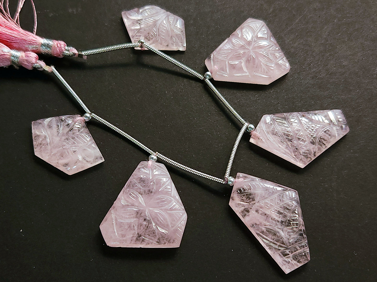 Natural Morganite Carved Fancy Uneven Shaped Matching Pairs