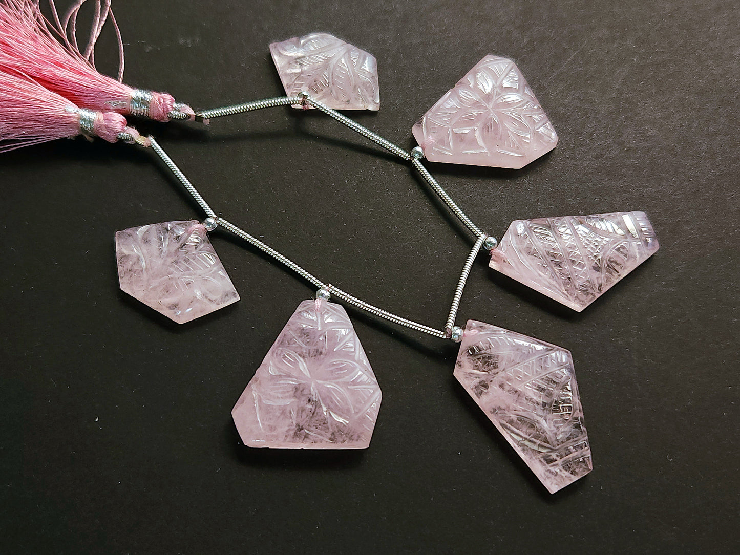 Natural Morganite Carved Fancy Uneven Shaped Matching Pairs