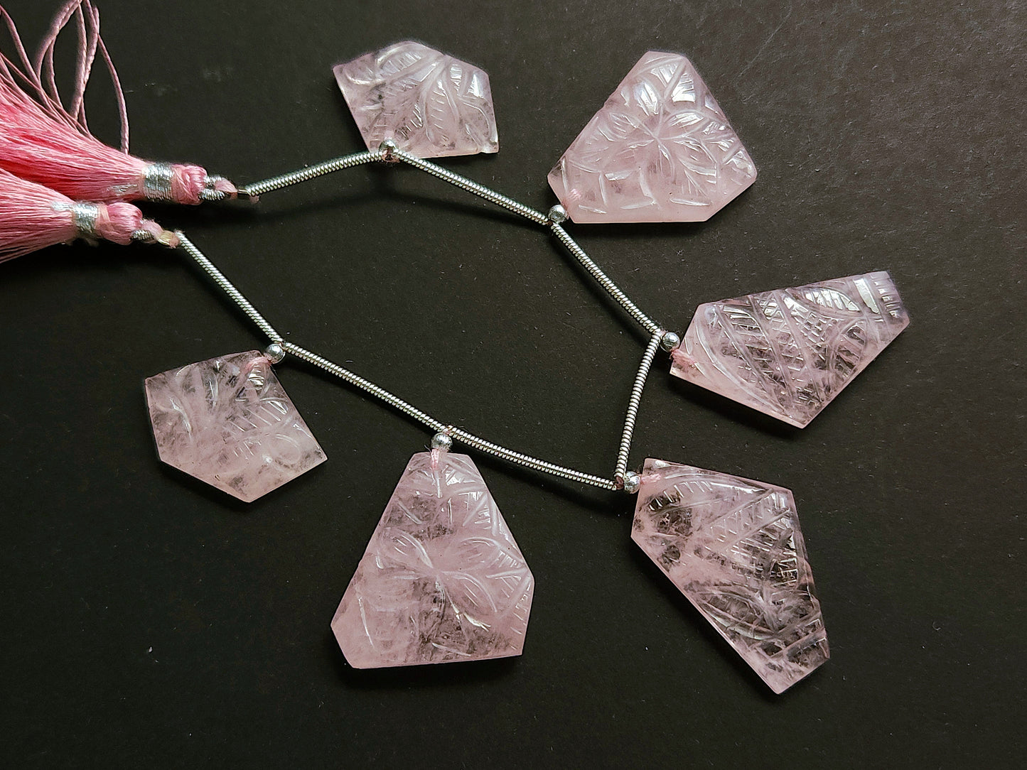 Natural Morganite Carved Fancy Uneven Shaped Matching Pairs