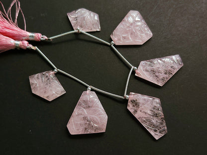 Natural Morganite Carved Fancy Uneven Shaped Matching Pairs