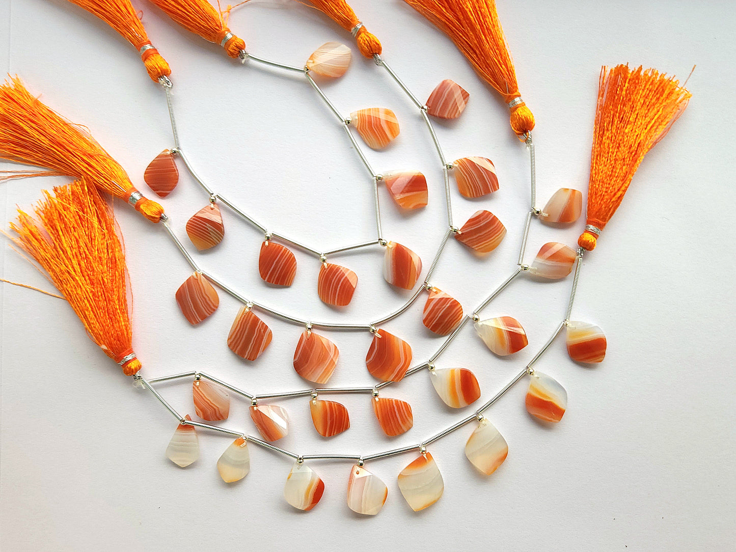 Natural Red Banded Agate Faceted Briolette Twisted Pear Shape Gemstone Beads