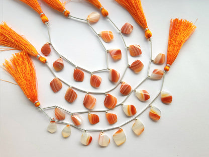 Natural Red Banded Agate Faceted Briolette Twisted Pear Shape Gemstone Beads