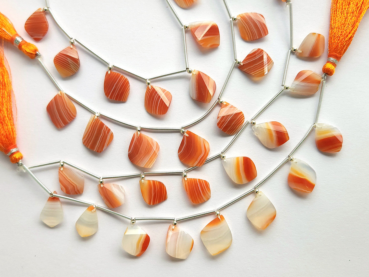 Natural Red Banded Agate Faceted Briolette Twisted Pear Shape Gemstone Beads
