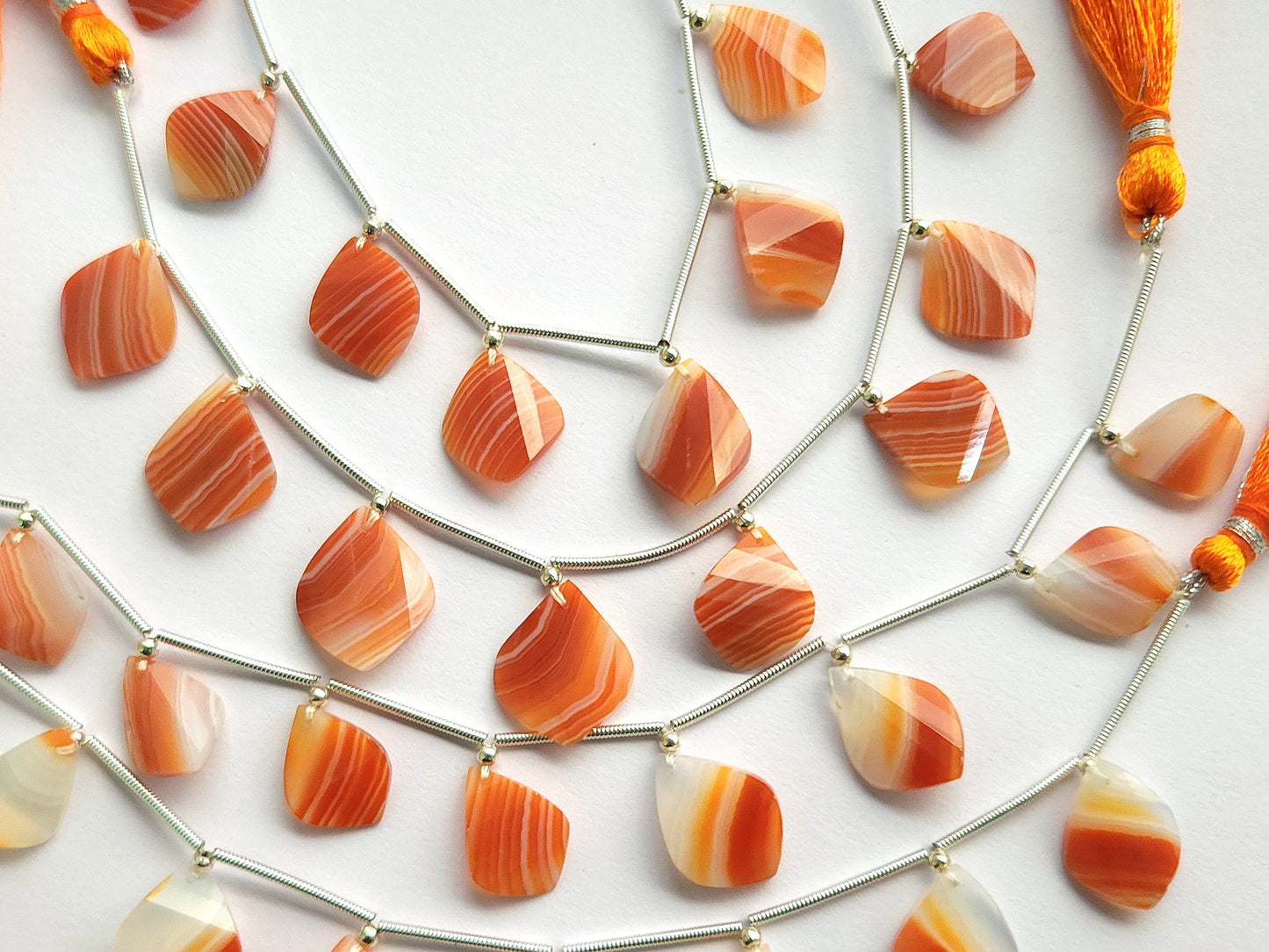 Natural Red Banded Agate Faceted Briolette Twisted Pear Shape Gemstone Beads