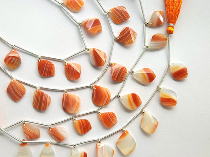 Natural Red Banded Agate Faceted Briolette Twisted Pear Shape Gemstone Beads