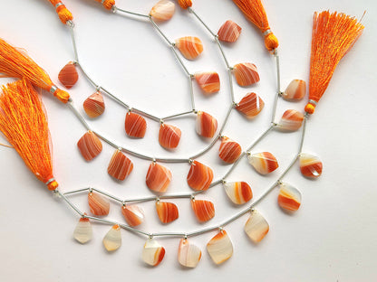 Natural Red Banded Agate Faceted Briolette Twisted Pear Shape Gemstone Beads