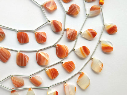 Natural Red Banded Agate Faceted Briolette Twisted Pear Shape Gemstone Beads