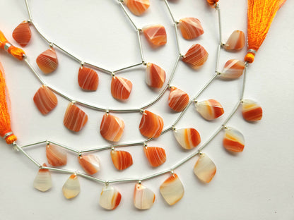Natural Red Banded Agate Faceted Briolette Twisted Pear Shape Gemstone Beads