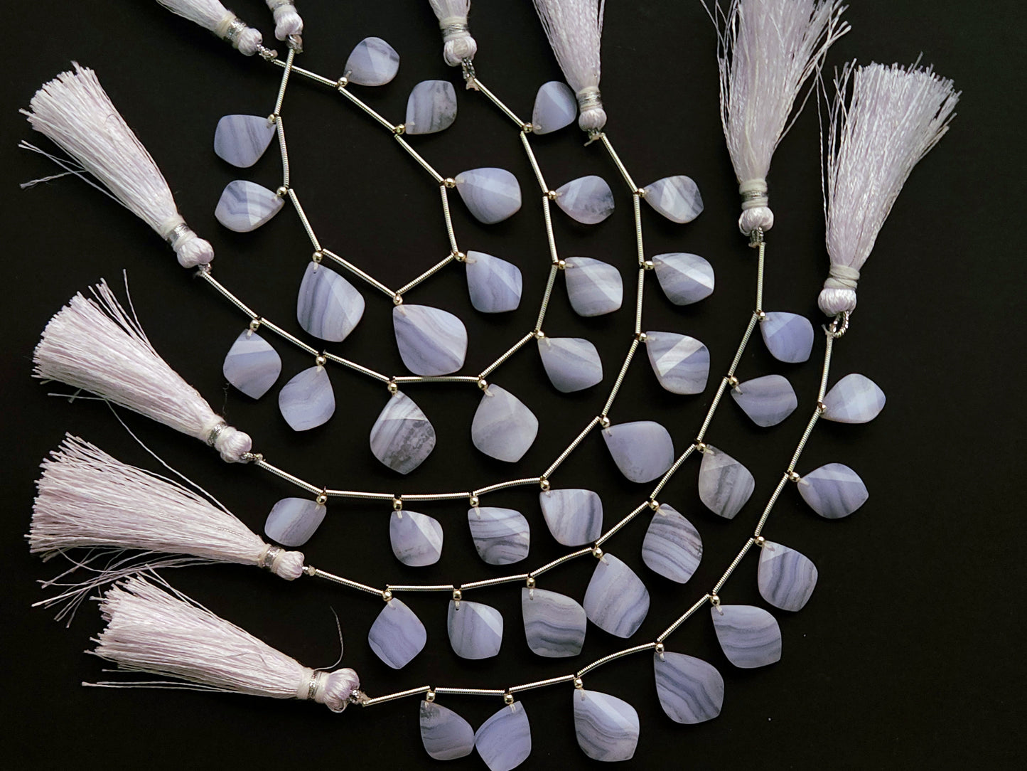 Natural Blue Lace Agate Briolette Twisted Pear Shape Gemstone Beads