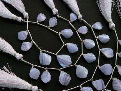 Natural Blue Lace Agate Briolette Twisted Pear Shape Gemstone Beads