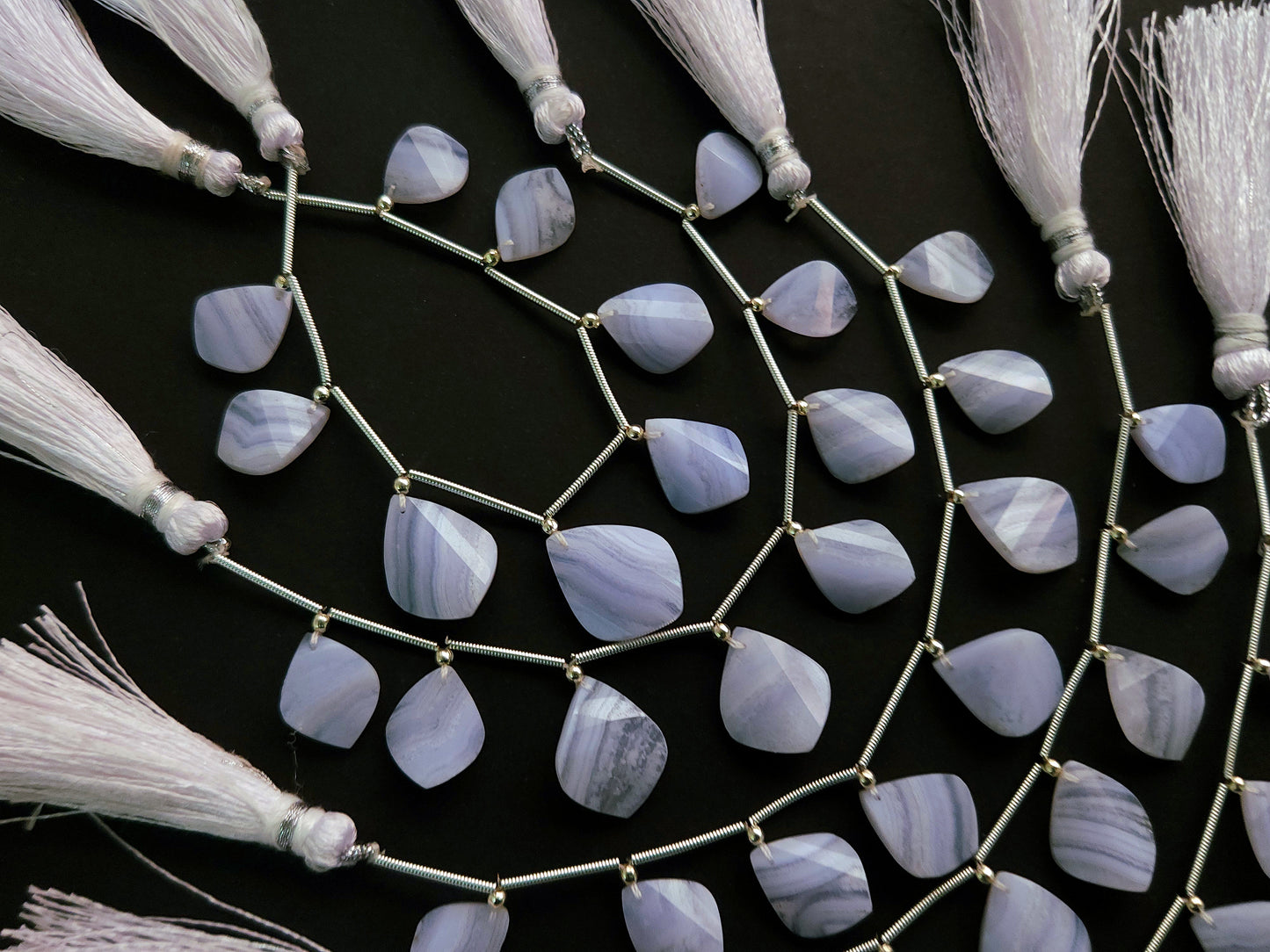 Natural Blue Lace Agate Briolette Twisted Pear Shape Gemstone Beads