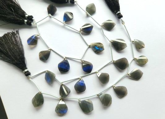 Natural Labradorite Faceted Briolette Twisted Pear Shape Gemstone Beads
