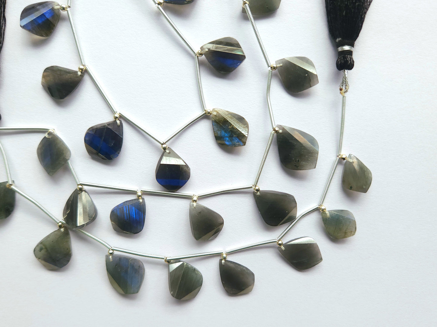Natural Labradorite Faceted Briolette Twisted Pear Shape Gemstone Beads