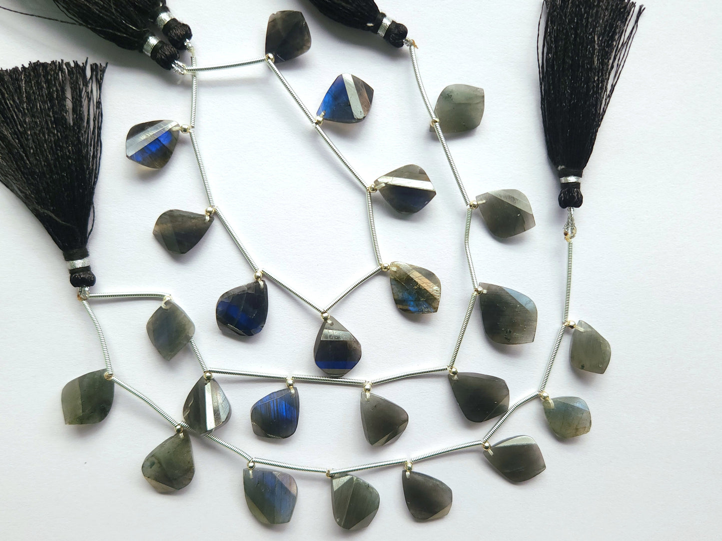 Natural Labradorite Faceted Briolette Twisted Pear Shape Gemstone Beads