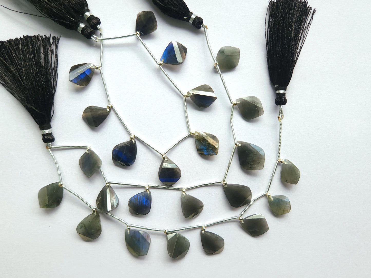 Natural Labradorite Faceted Briolette Twisted Pear Shape Gemstone Beads