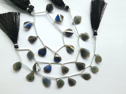Natural Labradorite Faceted Briolette Twisted Pear Shape Gemstone Beads