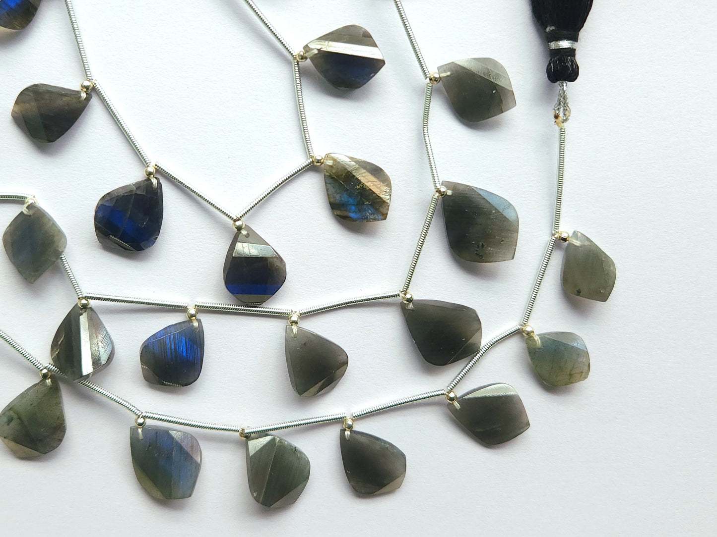 Natural Labradorite Faceted Briolette Twisted Pear Shape Gemstone Beads