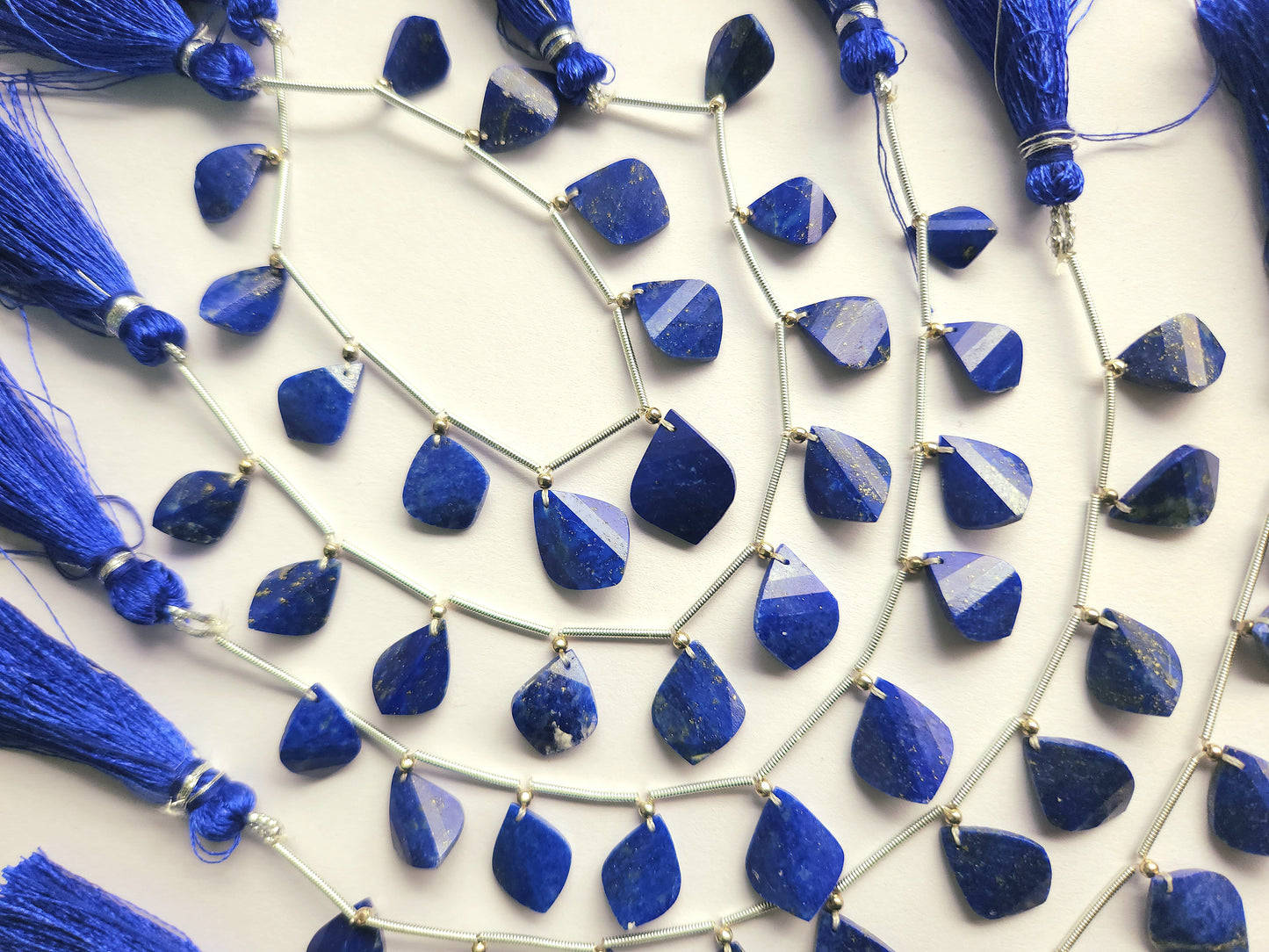 Natural Lapis Lazuli Faceted Briolette Twisted Pear Shape Gemstone Beads