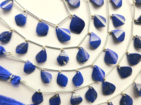Natural Lapis Lazuli Faceted Briolette Twisted Pear Shape Gemstone Beads