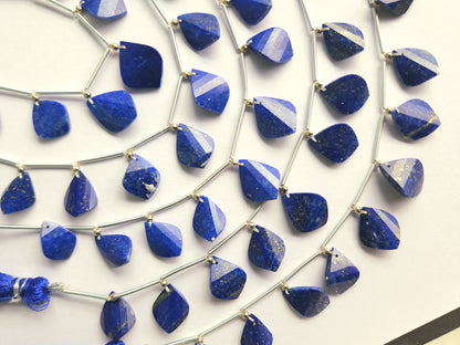 Natural Lapis Lazuli Faceted Briolette Twisted Pear Shape Gemstone Beads