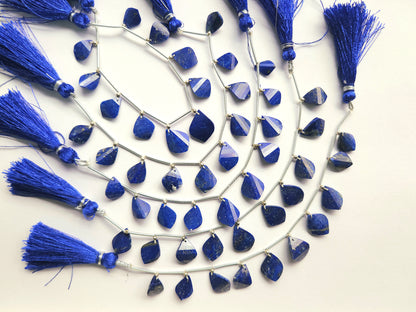Natural Lapis Lazuli Faceted Briolette Twisted Pear Shape Gemstone Beads