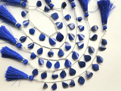 Natural Lapis Lazuli Faceted Briolette Twisted Pear Shape Gemstone Beads