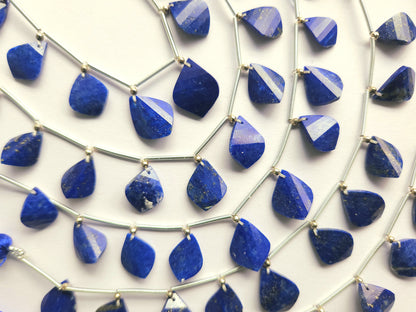 Natural Lapis Lazuli Faceted Briolette Twisted Pear Shape Gemstone Beads