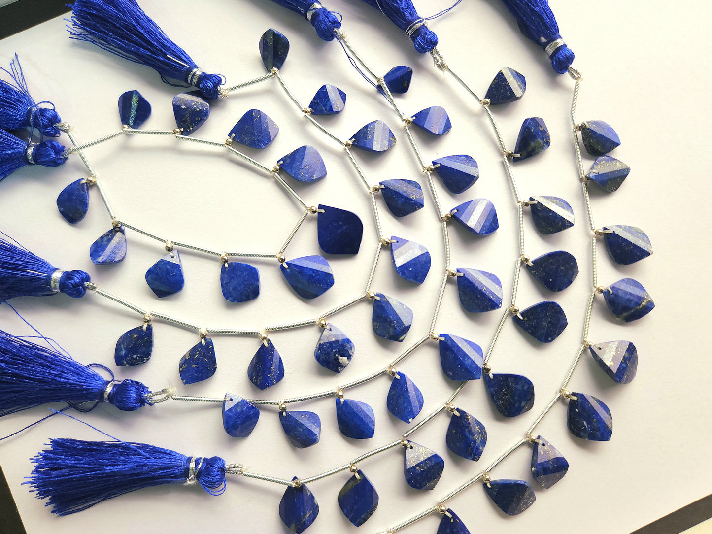 Natural Lapis Lazuli Faceted Briolette Twisted Pear Shape Gemstone Beads